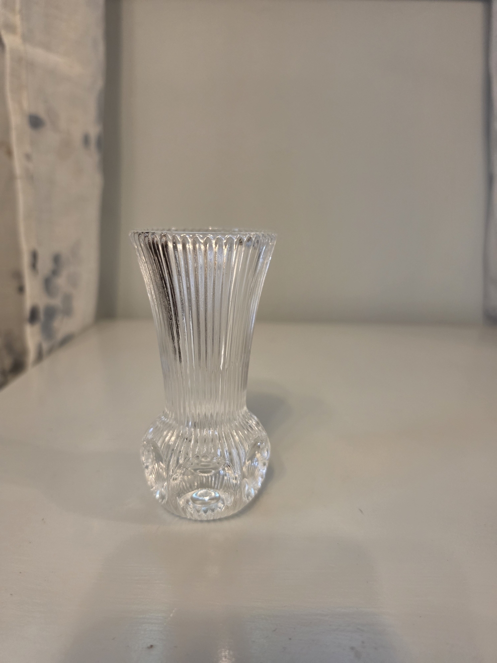 Vintage Fostoria 5" Glass Ribbed Bud Vase - Home Accents